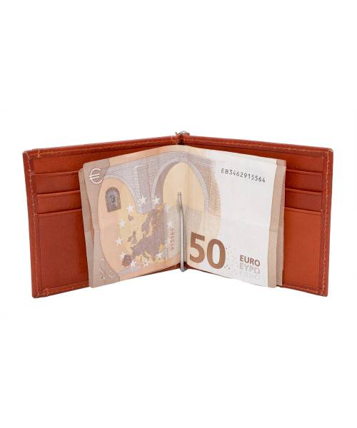 Wallet and card holder with clip for banknotes