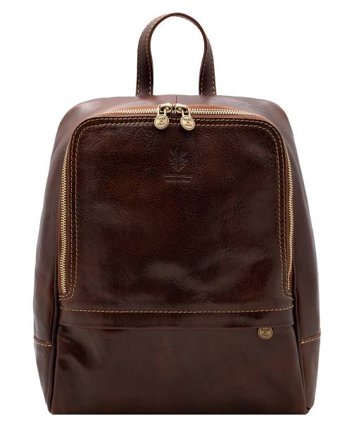 mochila de piel marron