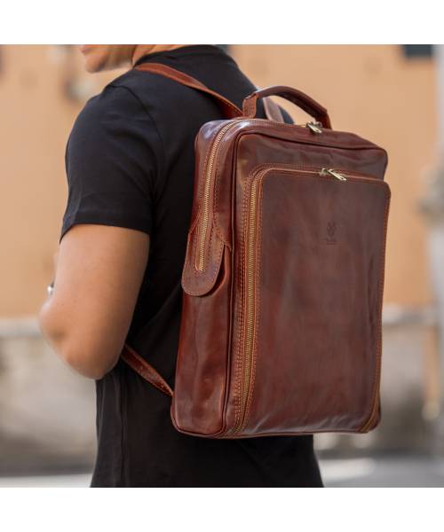 men leather backpack