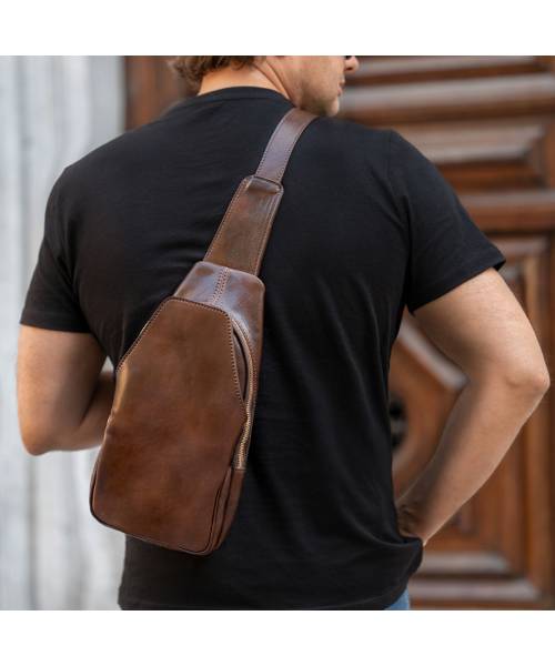 mens Leather Sling Bag