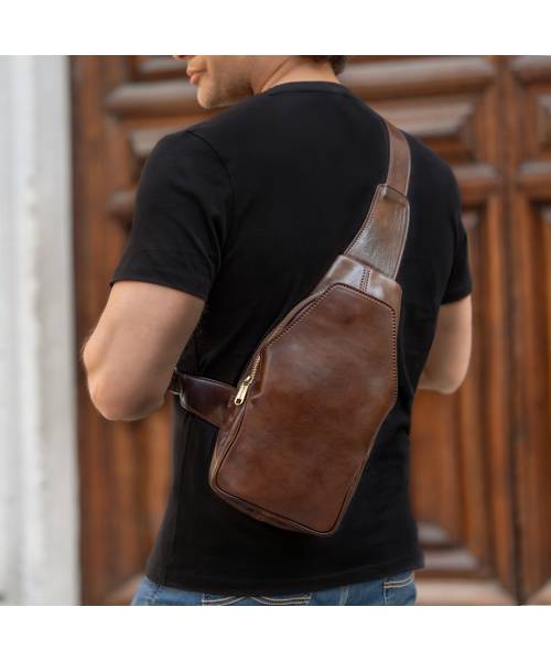 mens leather sling bag