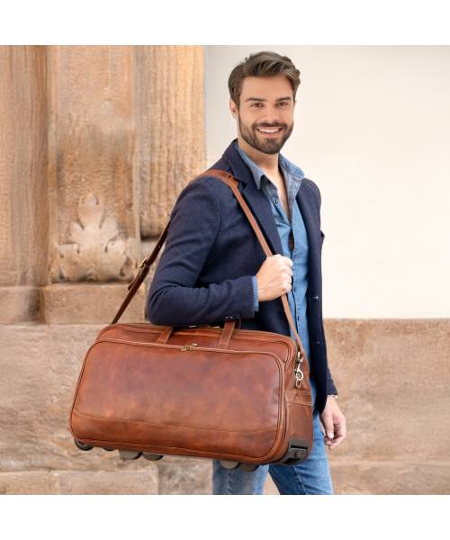 Leder Reisetasche mit Rollen