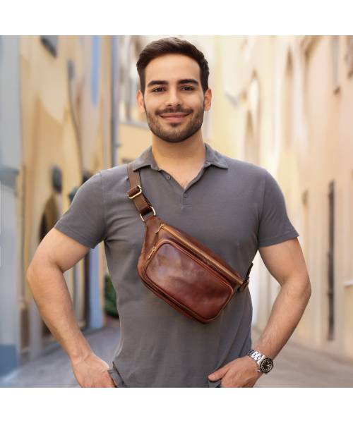 mens leather waist bag