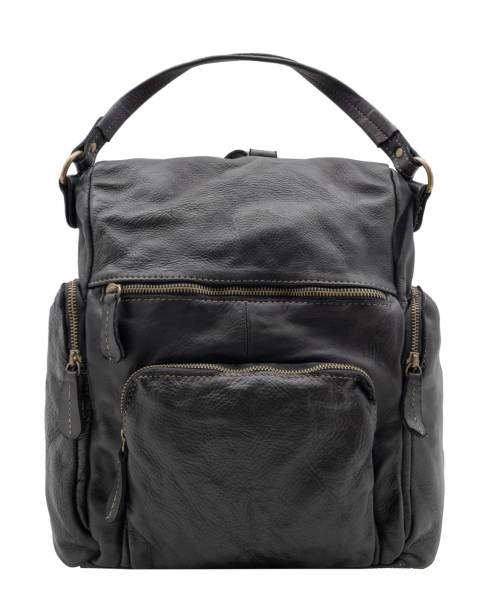 black leather backpack womens