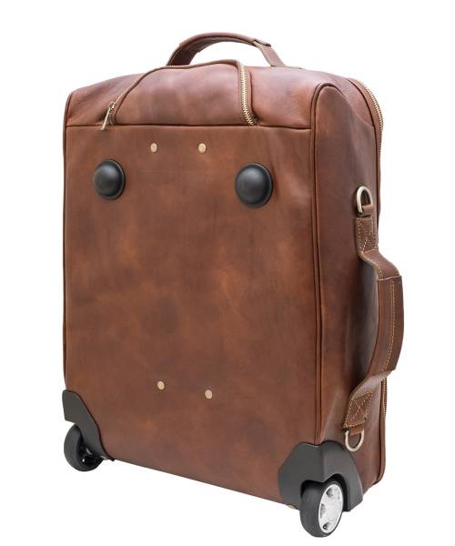 Leather suitcase with wheels best sale